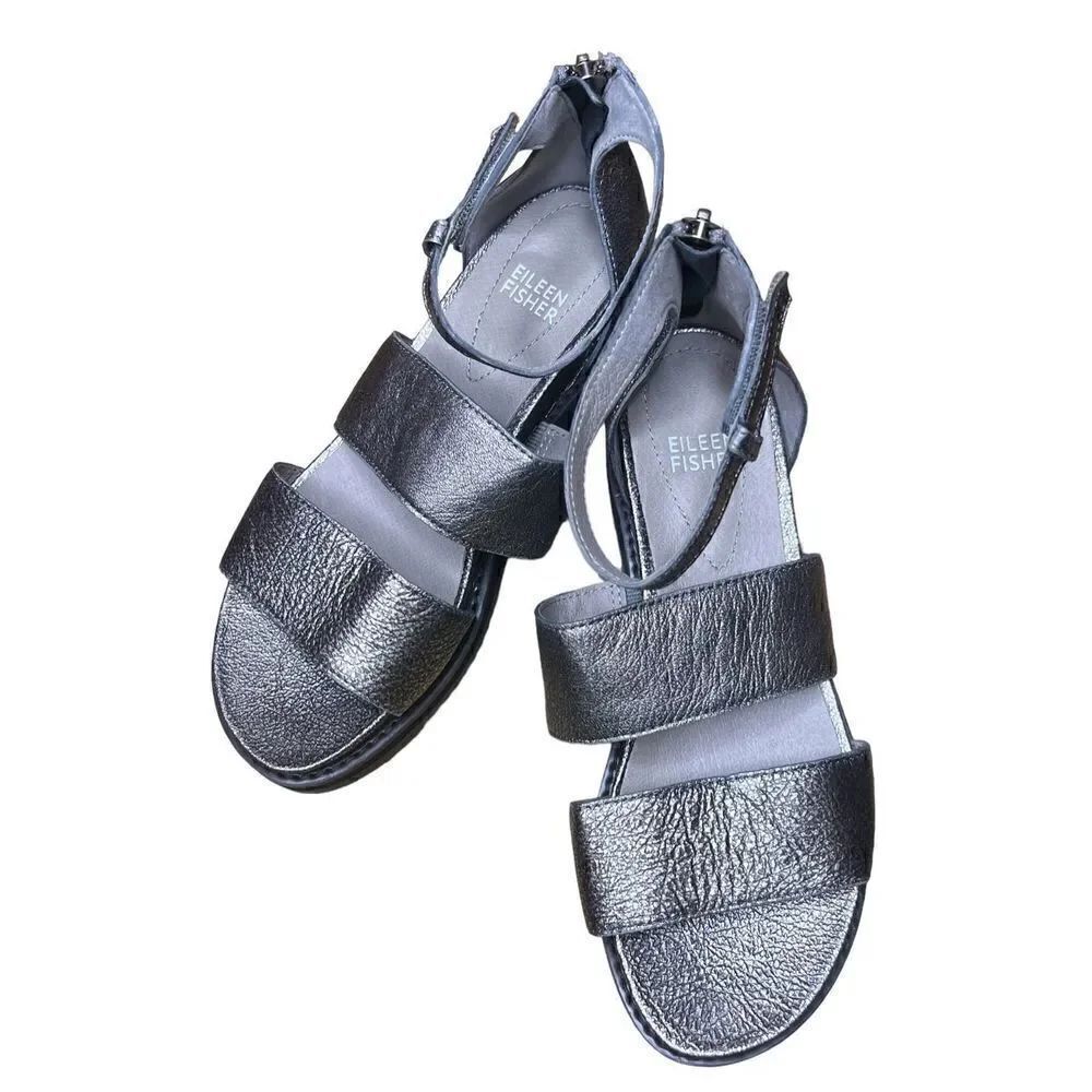 Eileen Fisher Kero Silver Platform Sandal NWOB Size 6